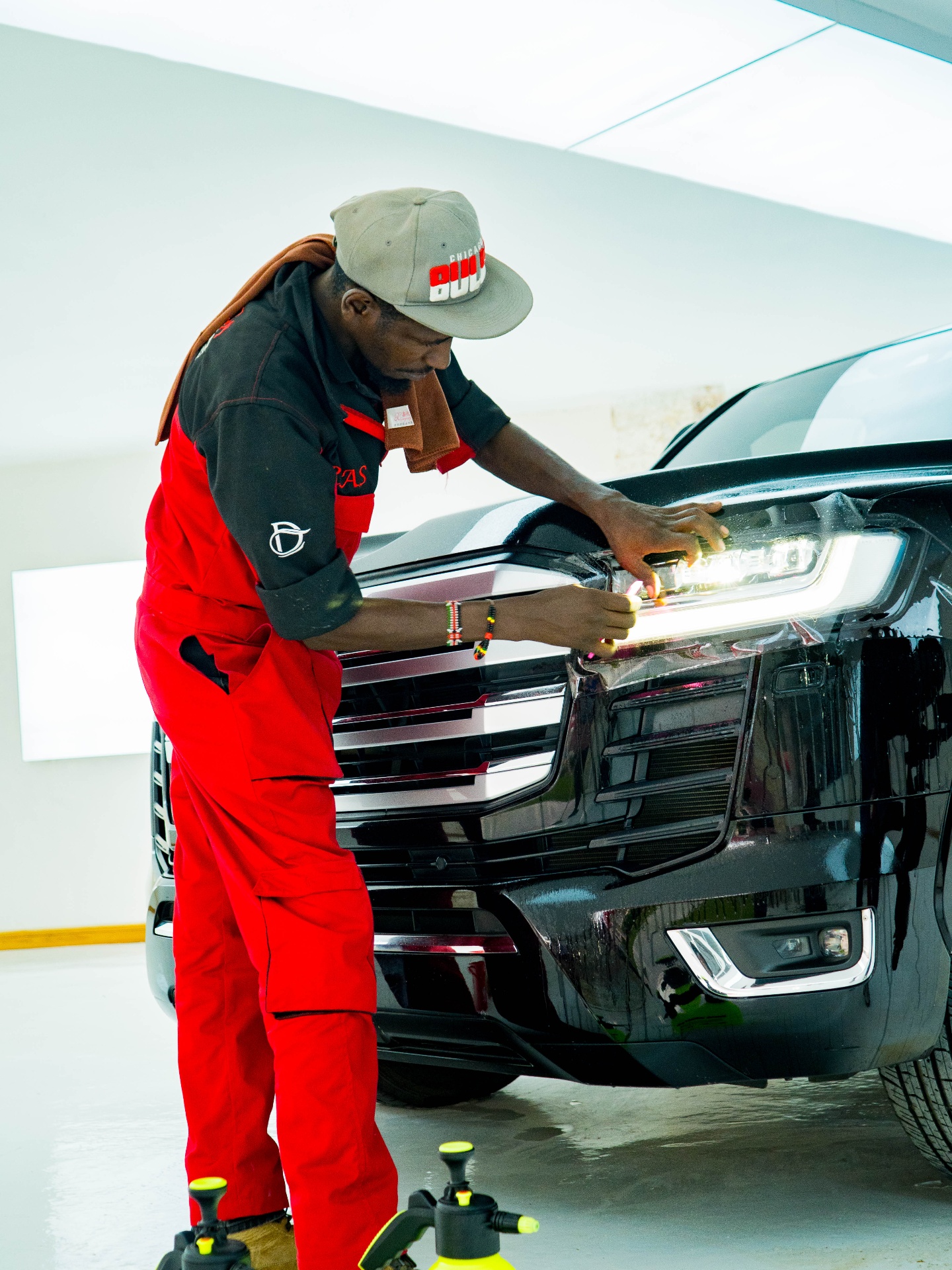 Donga PPF install — Land Cruiser headlight detail