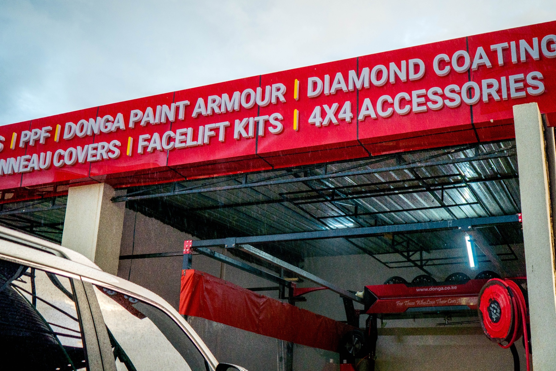 Donga Carspa services signage — PPF, Diamond Coating, Facelift Kits, 4x4 Accessories